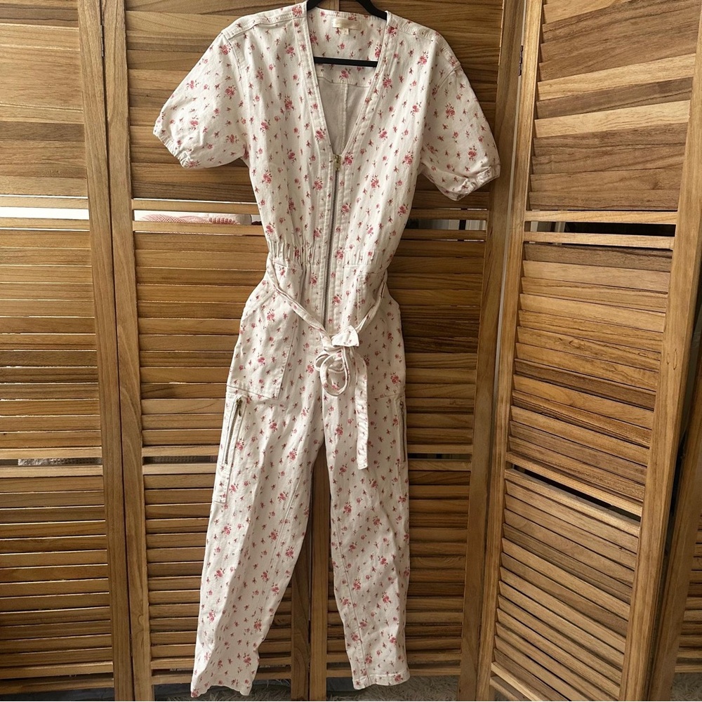 LoveShackFancy Jeni Tie-Waist Floral Jumpsuit size M - Picture 5 of 9